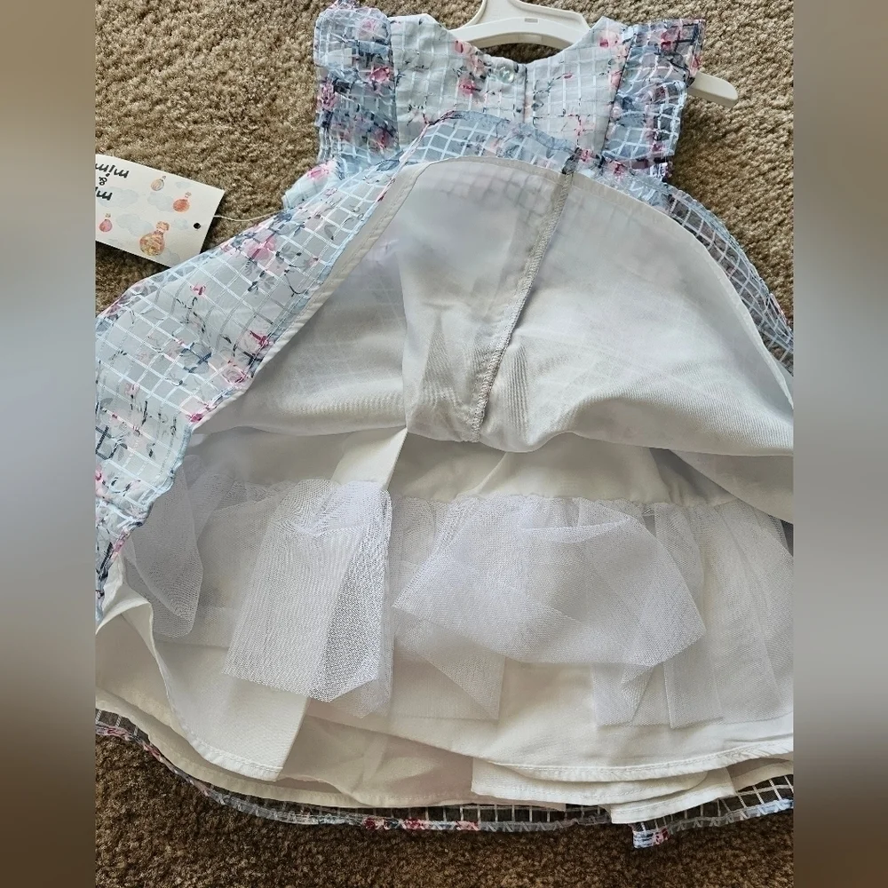 Mia & Mimi Blue Floral Organza Dress Baby Girl
